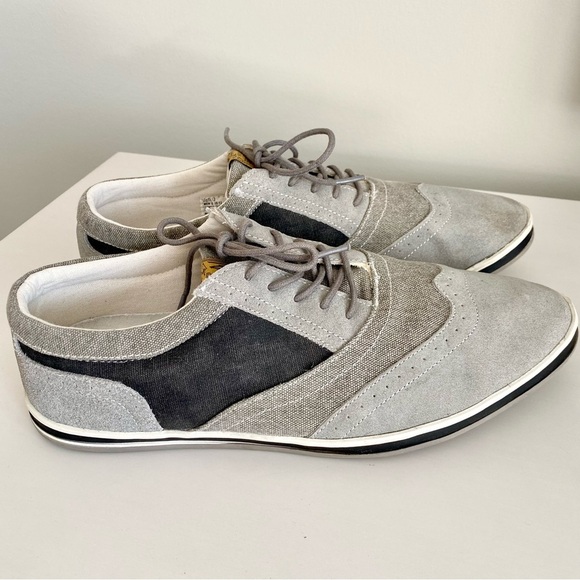 Steve Madden Men’s Gray Black Suede Oxford Shoes - Picture 3 of 6